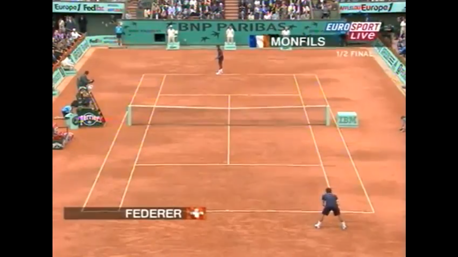 Roland Garros 2008. 1/2 финала. Роджер Федерер - Гаэль Монфис